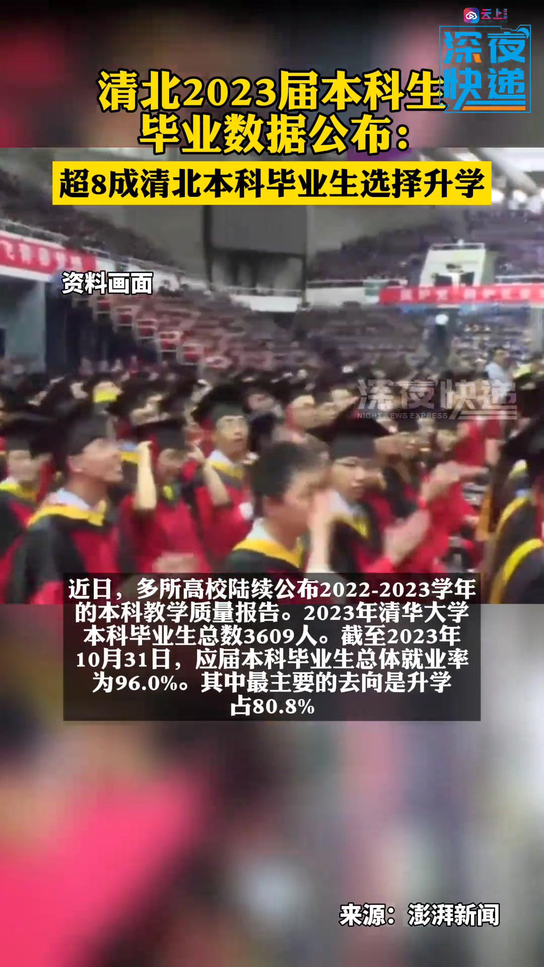 清北2023届本科生毕业数据公布：超8成清北本科毕业生选择升学